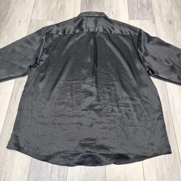 Winner's Vintage Black Satin Point Collar Button Up Shirt Women's 2X Plus - Picture 6 of 7